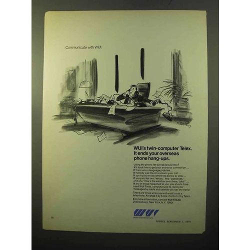 1970 Western-Union Twin-Computer Telex Ad - Overseas