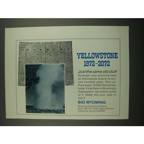 1972 Wyoming Travel Commission Ad - Yellowstone