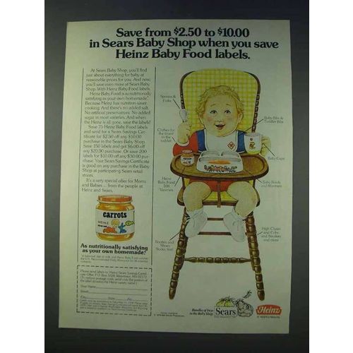 1978 Heinz Carrots Baby Food Ad - Save Labels
