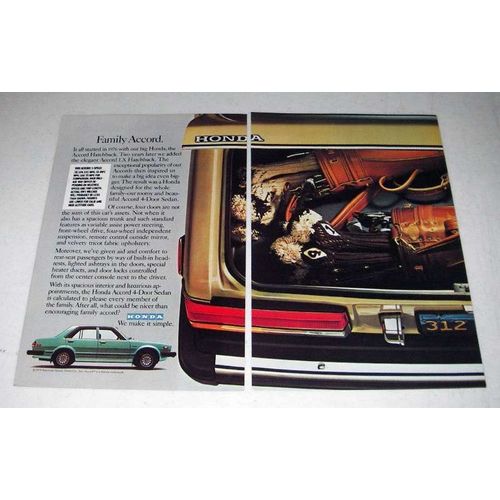 1980 Honda Accord 4-Door Sedan Car Ad - Family!
