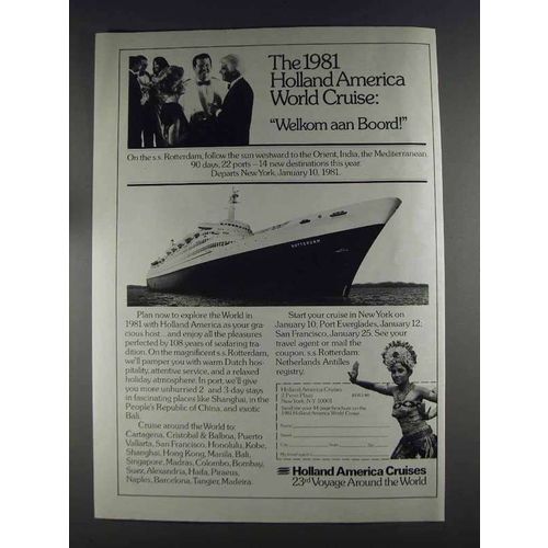 1980 Holland America Cruises Ad - World Cruise