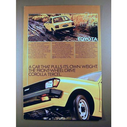 1981 Toyota Corolla Tercel Car Ad - Pulls Own Weight