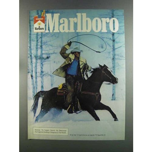 1982 Marlboro Cigarettes Ad - Cowboy riding Horse