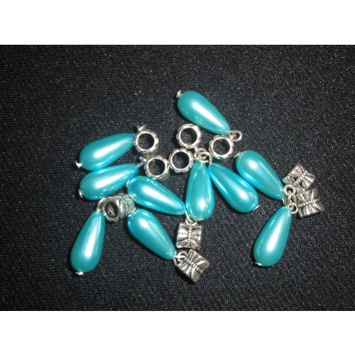 10 turquoise colour teardrop spacer bails for european bracelets or necklaces