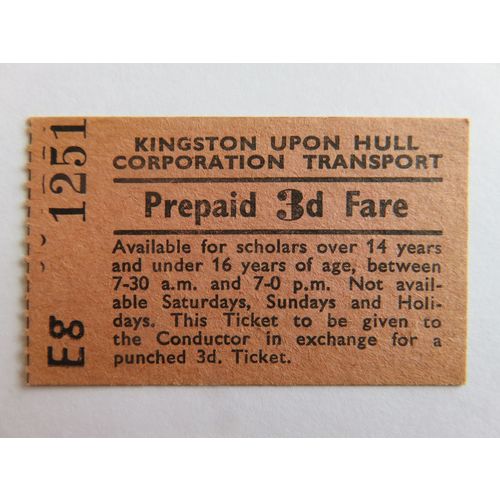 Kingston Upon Hull Corporation Bus Ticket