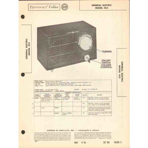 GENERAL ELECTRIC model 443 AM radio receiver Sams Photofact manual