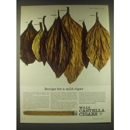 1965 Wills Castella Cigars Ad - Recipe for a mild cigar
