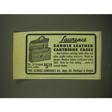 1952 Lawrence Saddle Leather Cartridge Cases Advertisement