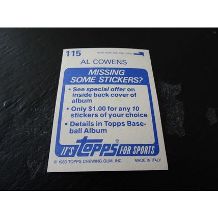 1983 Topps Stickers # 115 Al Cowens Very Good-Excellent (4) Seattle Mariners
