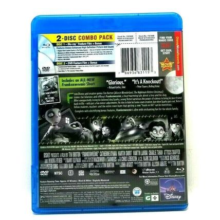 Frankenweenie Tim Burton 2013 Blu-ray + DVD 2-Disc Set Slipcover (L56)