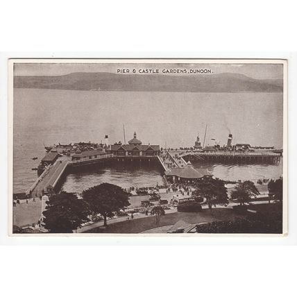 Pier & Castle Gardens Dunoon Postcard Argyllshire E36