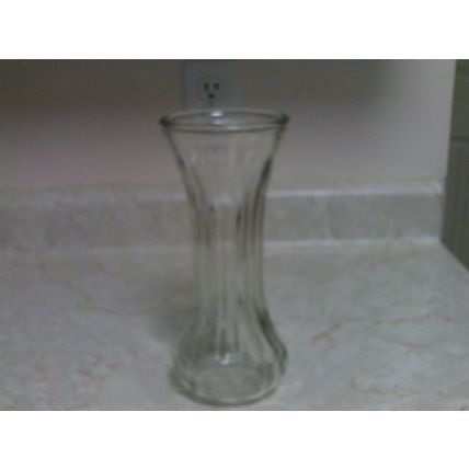 Vase large clear ribbed glass 1950