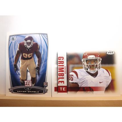 2014 Bowman/SAGE Hit XAVIER GRIMBLE (Giants) 2 x Rookie Cards