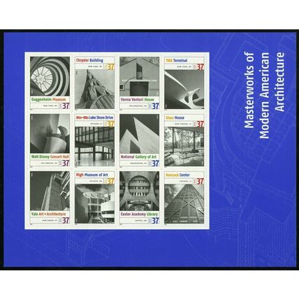 Masterworks of Modern American Architecture Sheet of Twelve Scott 3910