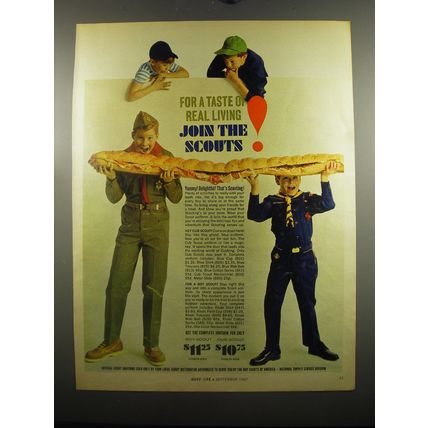 1967 Boy Scout Uniforms Ad - For a taste of real living join the Scouts!