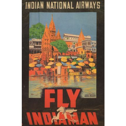 Indian National Airways Fly Indiaman Hindu Ganges Plane Aircraft Postcard