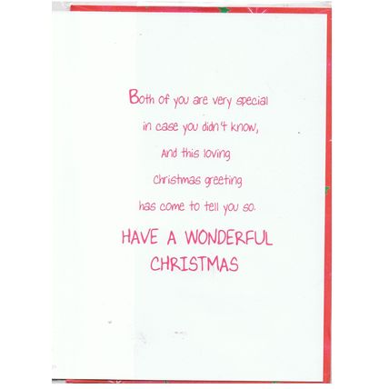 Xmas Card - "Son & His Girlfriend" 7.5 x 5.5" in Cellophane Inc. Red Envelope #2