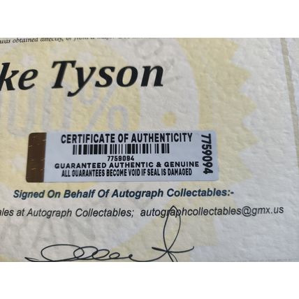 Genuine, Signed, 6"x9" Photo, Mike Tyson (Boxing, Sportsman, Films) Plus COA