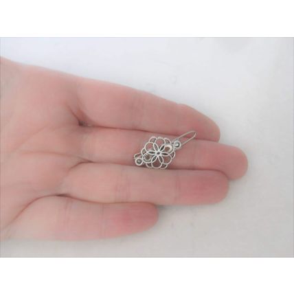 Extra tiny small silver metal flower hair pin clip barrette (set of two)