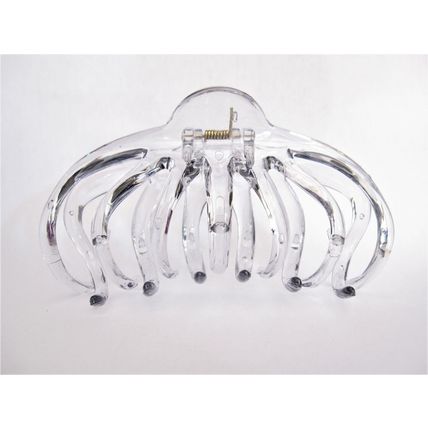 Large clear transparent gray hair claw clip for thick hair