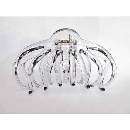 Large clear transparent gray hair claw clip for thick hair