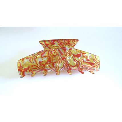 Magenta red yellow gold shimmering effect hair claw clamp clip