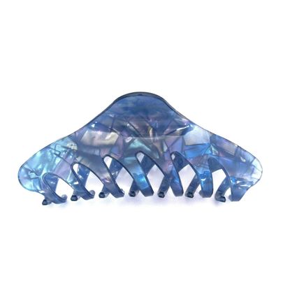 Long iridescent blue abalone sea shell effect hair claw clamp clip