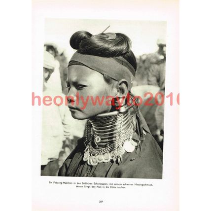 Padaung Girl with Neck Rings, Burma (Myanmar), Photo Book Illustration, 1935