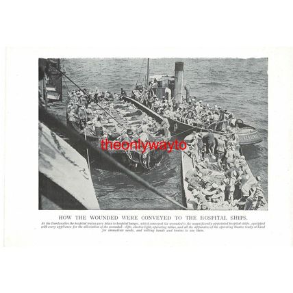 Hospital Barges At Dardanelles, World War I, Book Illustration (Print), c1914