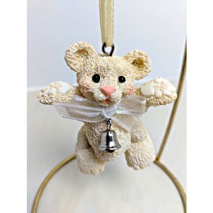 Holiday Bearies/Snow Bearies Christmas White Bear w/Bell Tree Ornament 2 Inches