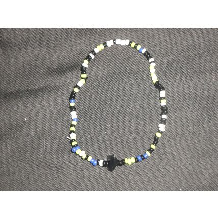 10 elasticated blue green black anklet bracelet