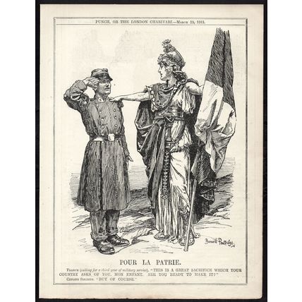 POUR LA PATRIE 1913 John Bernard Partridge France soldier PUNCH CARTOON PAGE