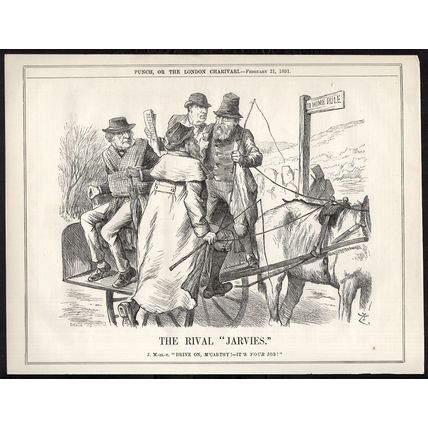 RIVAL “JARVIES” 1891 Sir John Tenniel - John Morley PUNCH CARTOON PAGE