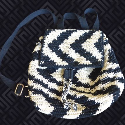 Wild Fable Black and White Chevron Knit Small Backpack