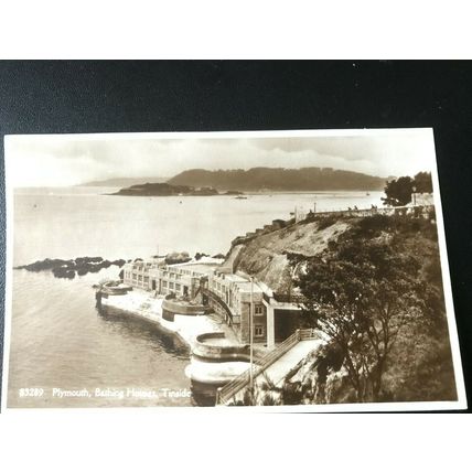 Vintage Friths Postcard REAL PHOTO Plymouth Bathing Houses Tinside VGC UNUSED