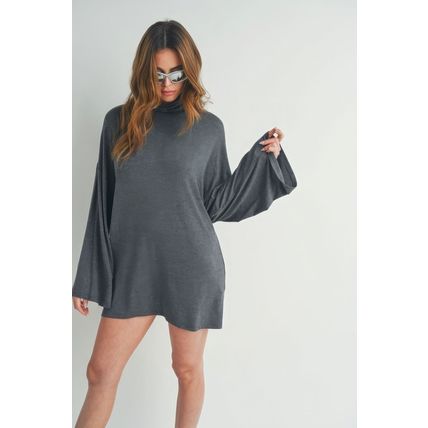 Bell Sleeve Turtle Neck Dress