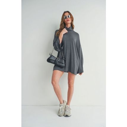 Bell Sleeve Turtle Neck Dress