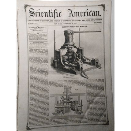 Scientific American September 29, 1855. Telegraph history; windlasses, windmills