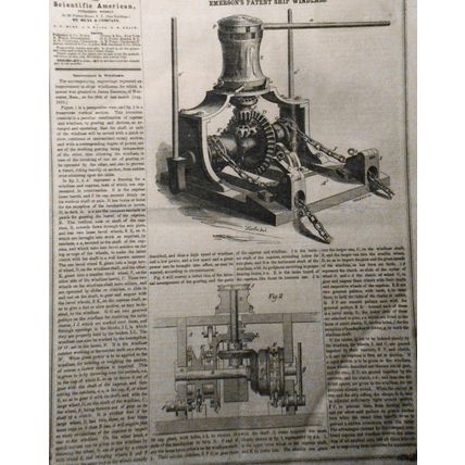 Scientific American September 29, 1855. Telegraph history; windlasses, windmills