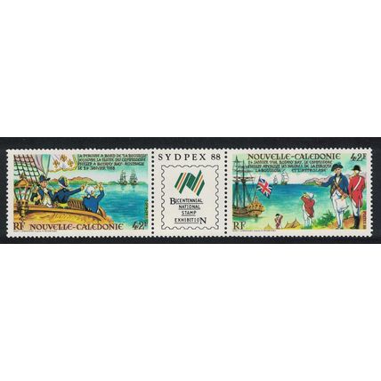 New Caledonia La Perouse sighting Phillip's Fleet Ships Strip of 2v 1988 MNH