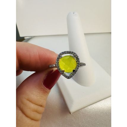 Ring Bomb Party Sz7 RBP Radiant Green Gem Rhodium P Band Costume Jewelry