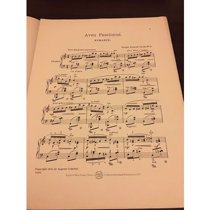 Aveu Passionne Sheet Music Romance. 1906. Stephan Esipoff