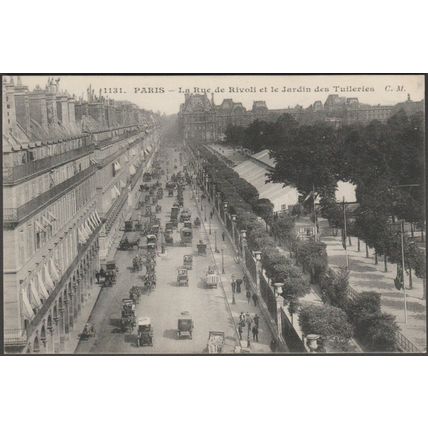 La Rue de Rivoli et le Jardin des Tuileries, Paris, 1910 - Malcuit CPA CM1131