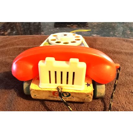 Old Vintage Fisher Price Chatty Telephone # 747 6 1/2" Long Working 1961