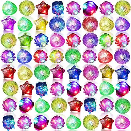 Vinsot Light up Rings Party Favors LED Flashing Jelly Rings Bumpy Glow in the Da