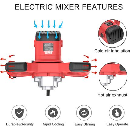 IMAYCC Cement Mixer, 2100W Electric Concrete Mixer with 6 Speed, 110V Handheld M