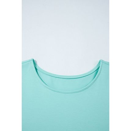 Mint Green Frilled Trim Crew Neck Loose Fit Mini Dress