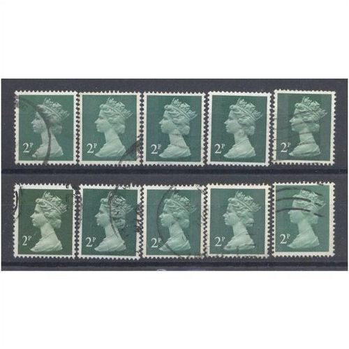 BULK STOCK.2p Myrtle-Green x 10.Type Unchecked.Fine Used.nb12u