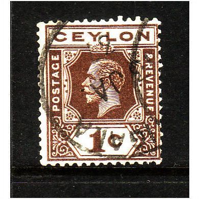 CEYLON 1919 SG 301 1c BROWN FINE USED