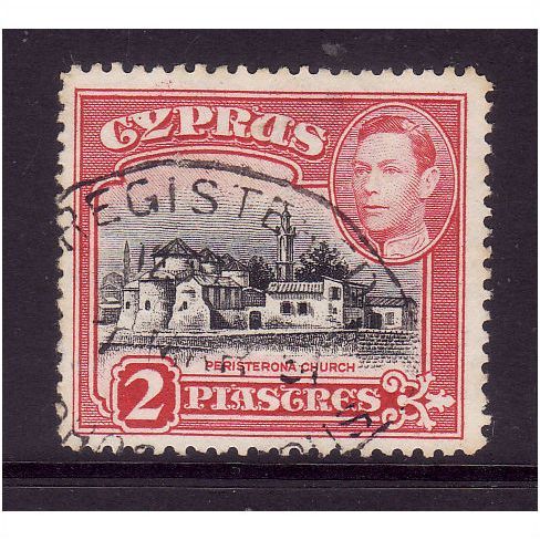 CYPRUS 1942 SG 155b 2p BLACK AND CARMINE FINE USED #3